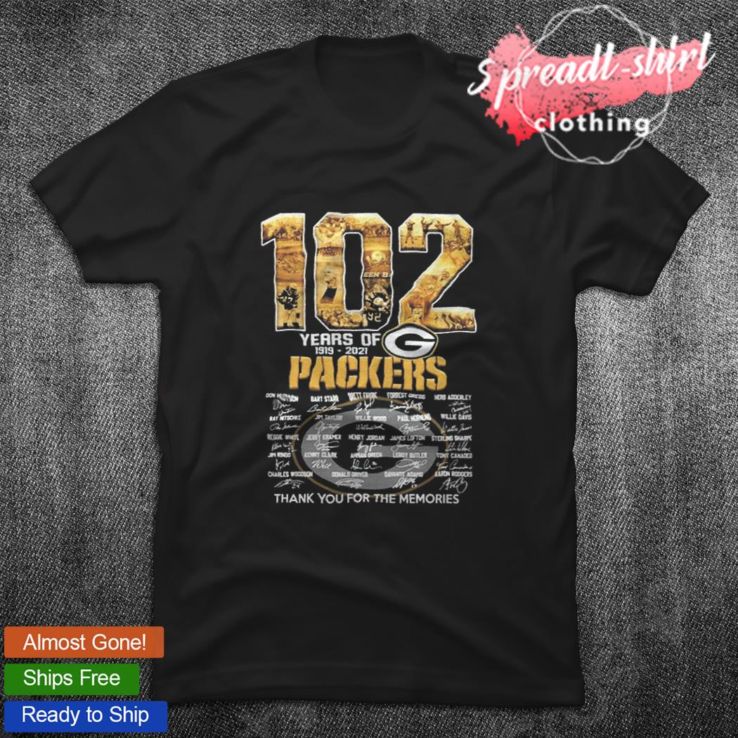 Green Bay Packers 102 years legends 1919 2021 signatures shirt, hoodie,  sweater, long sleeve and tank top