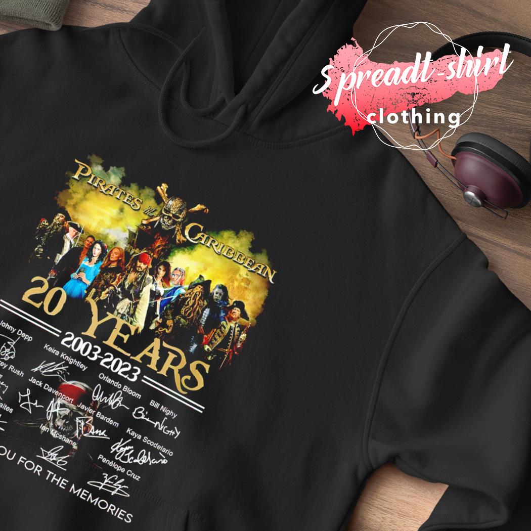 Pirates Of The Caribbean 20 years 2003 2023 thank you for the memories  signatures shirt, hoodie, sweater, long sleeve and tank top