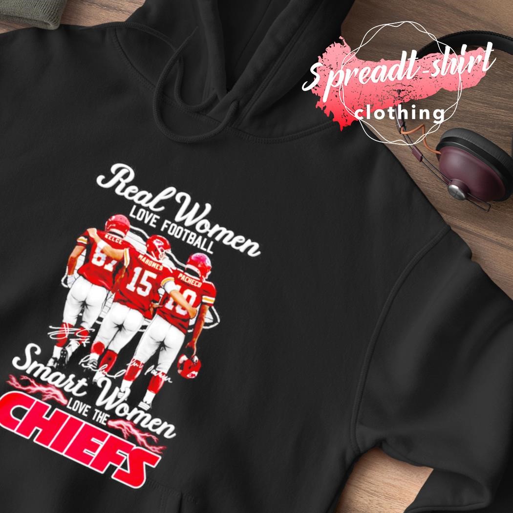 Real Women Love Football Smart Women Love The Chiefs Travis Kelce Patrick  Mahomes And Isiah Pacheco Signatures Shirt, hoodie, sweater, long sleeve  and tank top