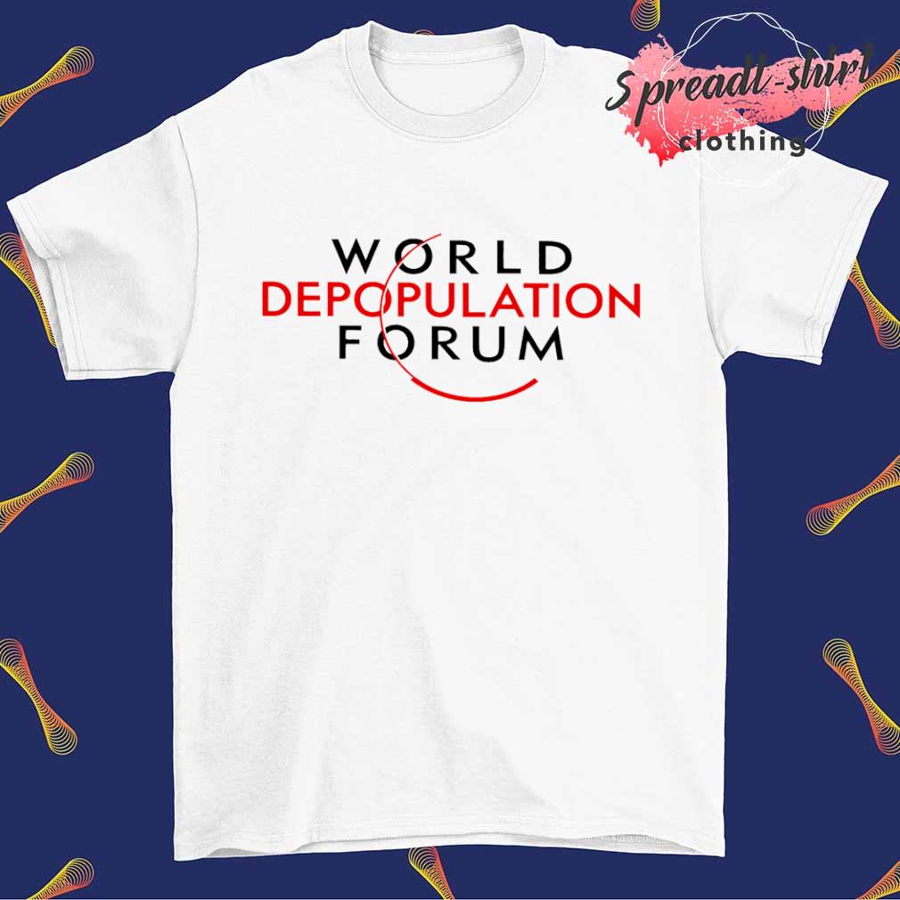 Liz Churchill wearing World Depopulation Forum shirt