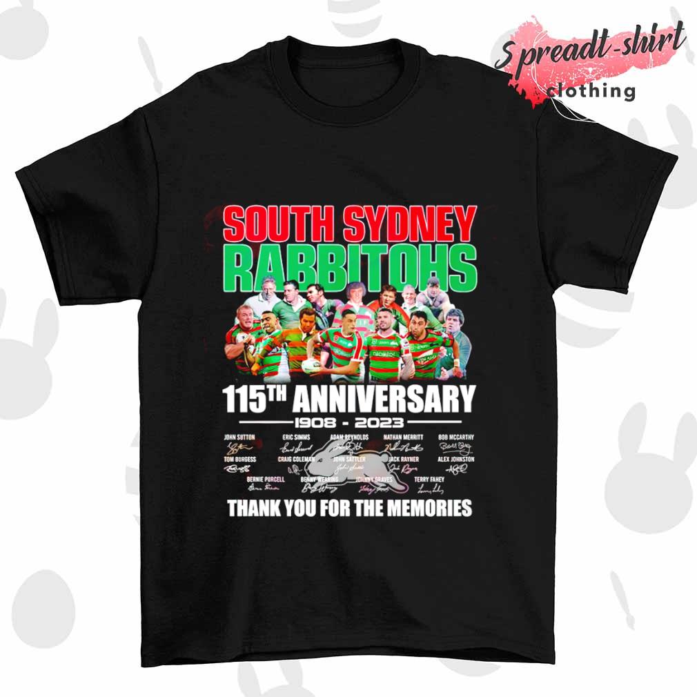 South Sydney Rabbitohs 115th anniversary 1908 – 2023 thank you for the memories signature shirt