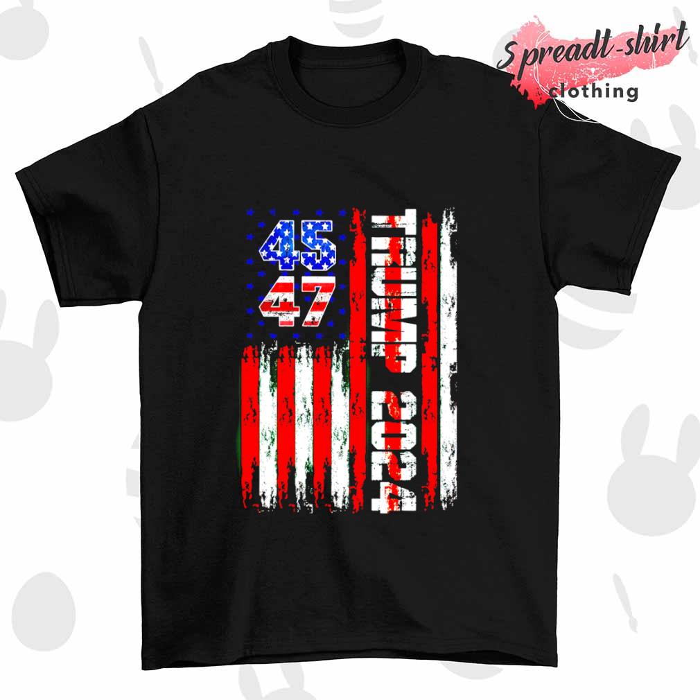 Trump 45 47 2024 MAGA USA flag T-shirt