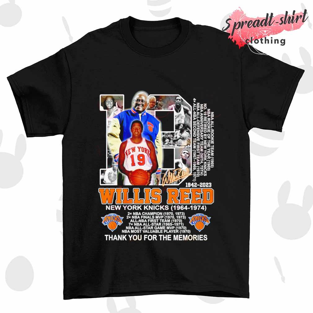 Willis Reed 1942-2023 New York Knicks thank you for the memories signature shirt