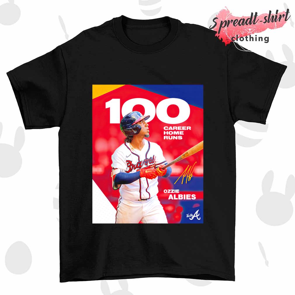 Official Ozzie albies 100 career home runs T-shirt, hoodie, tank top,  sweater and long sleeve t-shirt