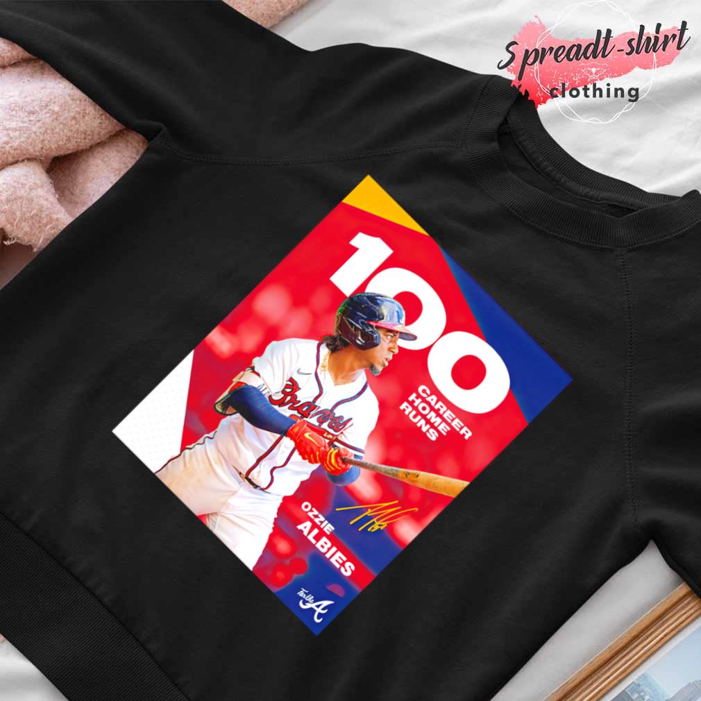 Official Ozzie albies 100 career home runs T-shirt, hoodie, tank top,  sweater and long sleeve t-shirt