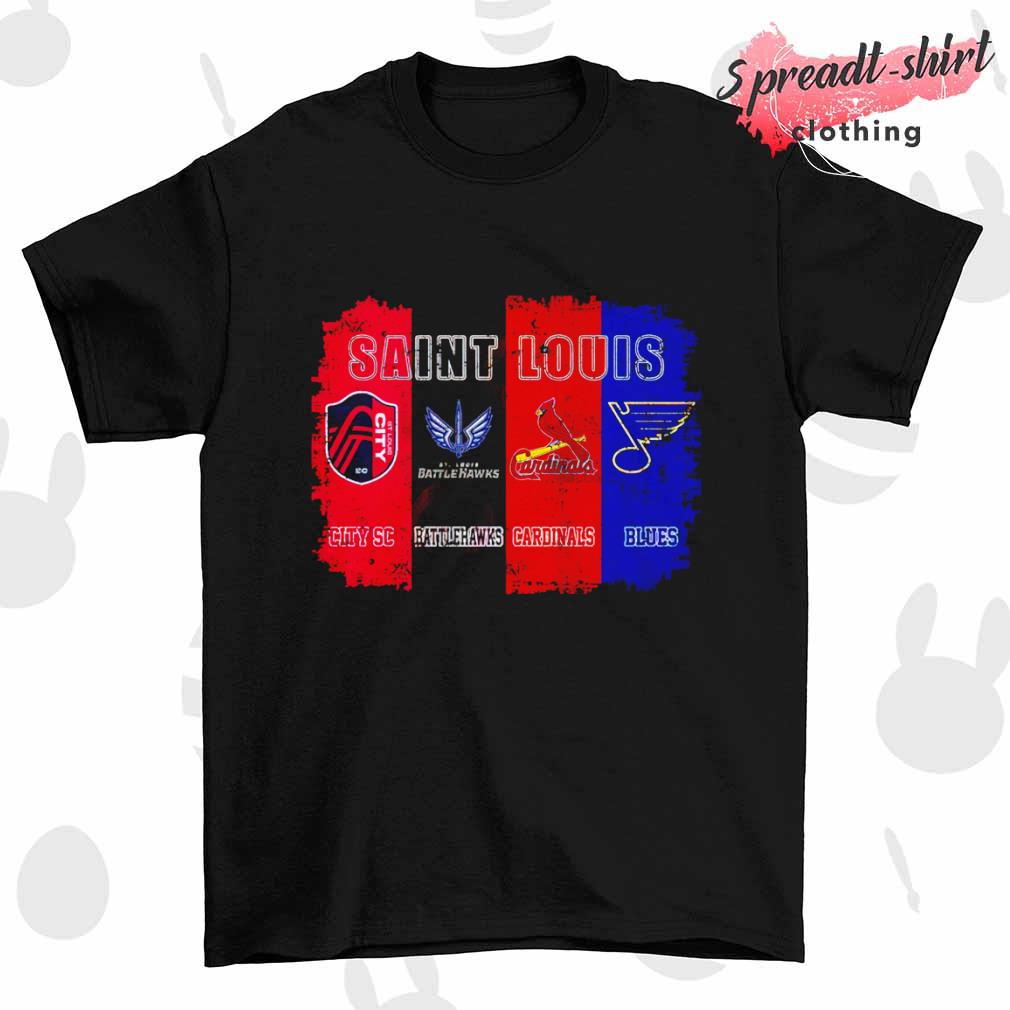 Saint Louis City SC and Battlehawks and Cardinals and Blues shirt