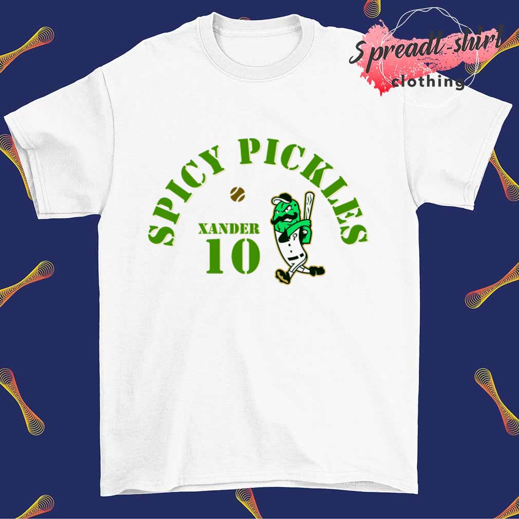 Spicy pickles xander 10 mascot baseball shirt