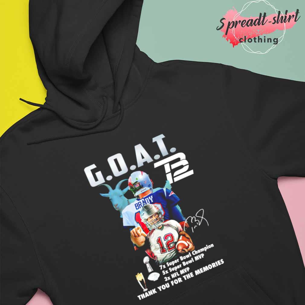 Tom Brady GOAT NFL MVP thank you for the memories signature shirt, hoodie,  sweater, long sleeve and tank top