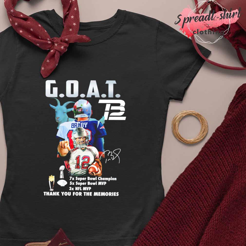 Tom Brady Goat 7x Super Bowl Champions Thank You For The Memories Signature  T-shirt,Sweater, Hoodie, And Long Sleeved, Ladies, Tank Top