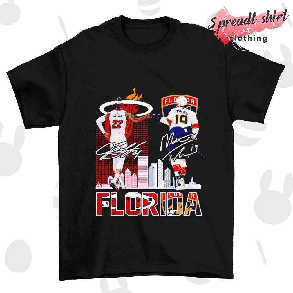Jimmy Butler Miami Heat and Matthew Tkachuk Florida Panther signature shirt