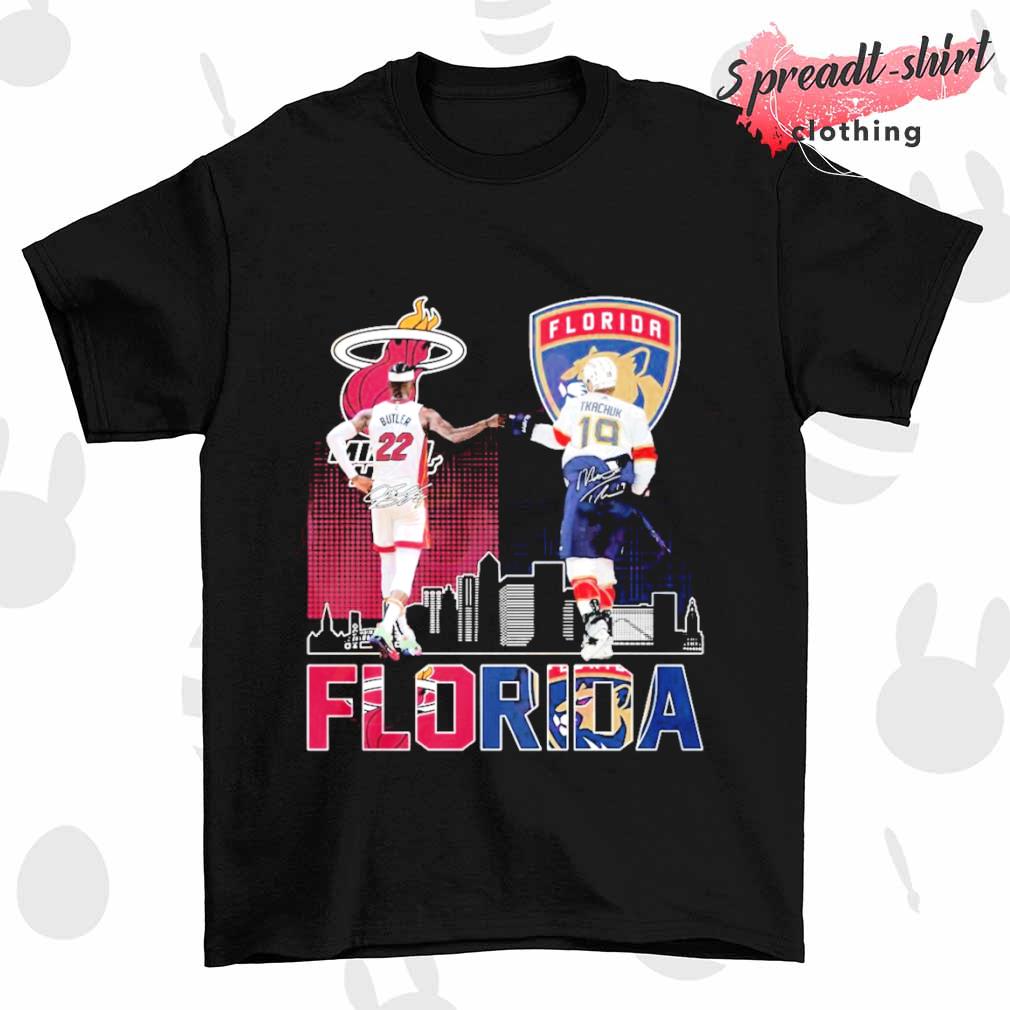 Miami Heat Butler and Florida Tkachuk Florida sport teams signature shirt