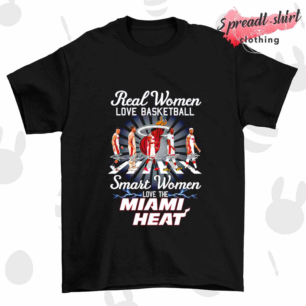 Real women love basketball smart women love the Miami Heat abbey road signature shirt