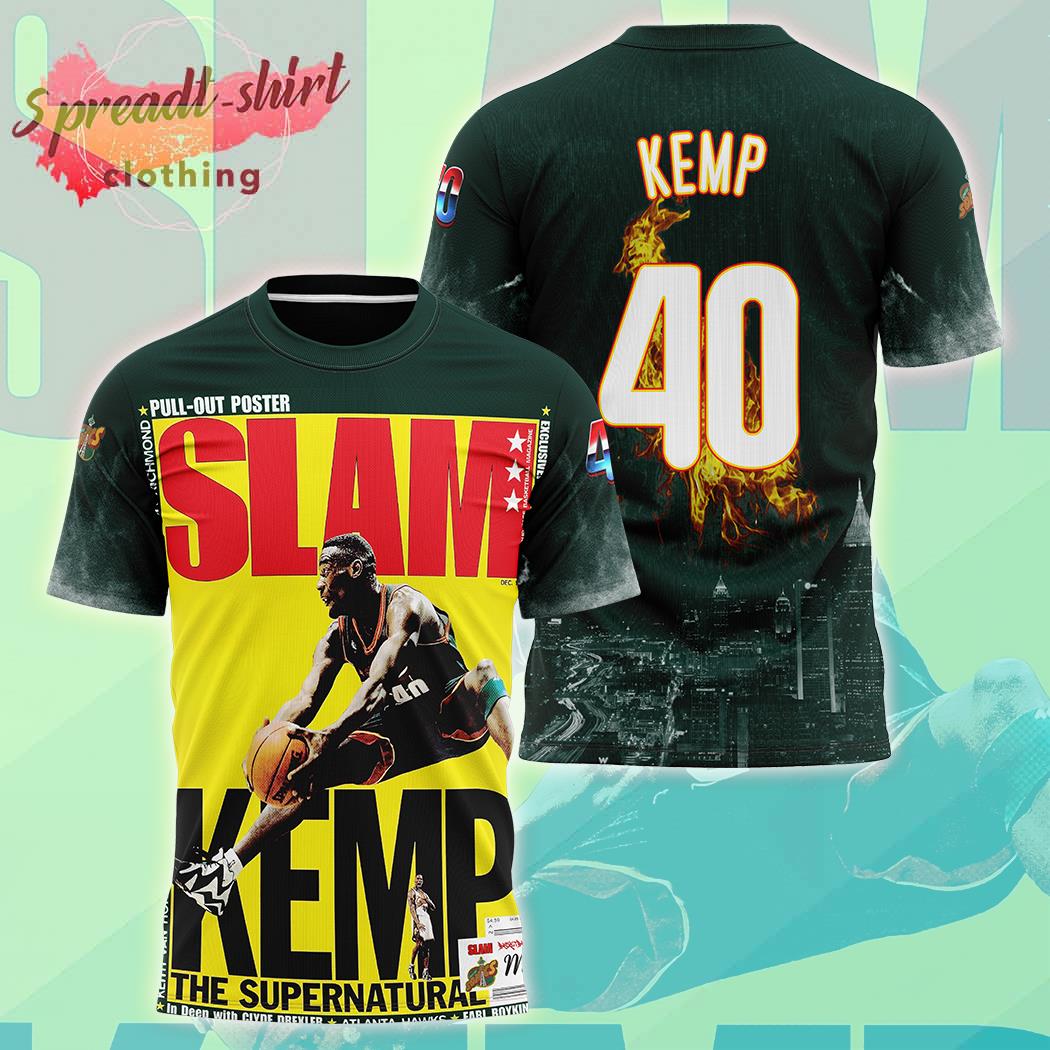 Shawn Kemp Seattle Supersonics Slam Player 3D all over print shirt