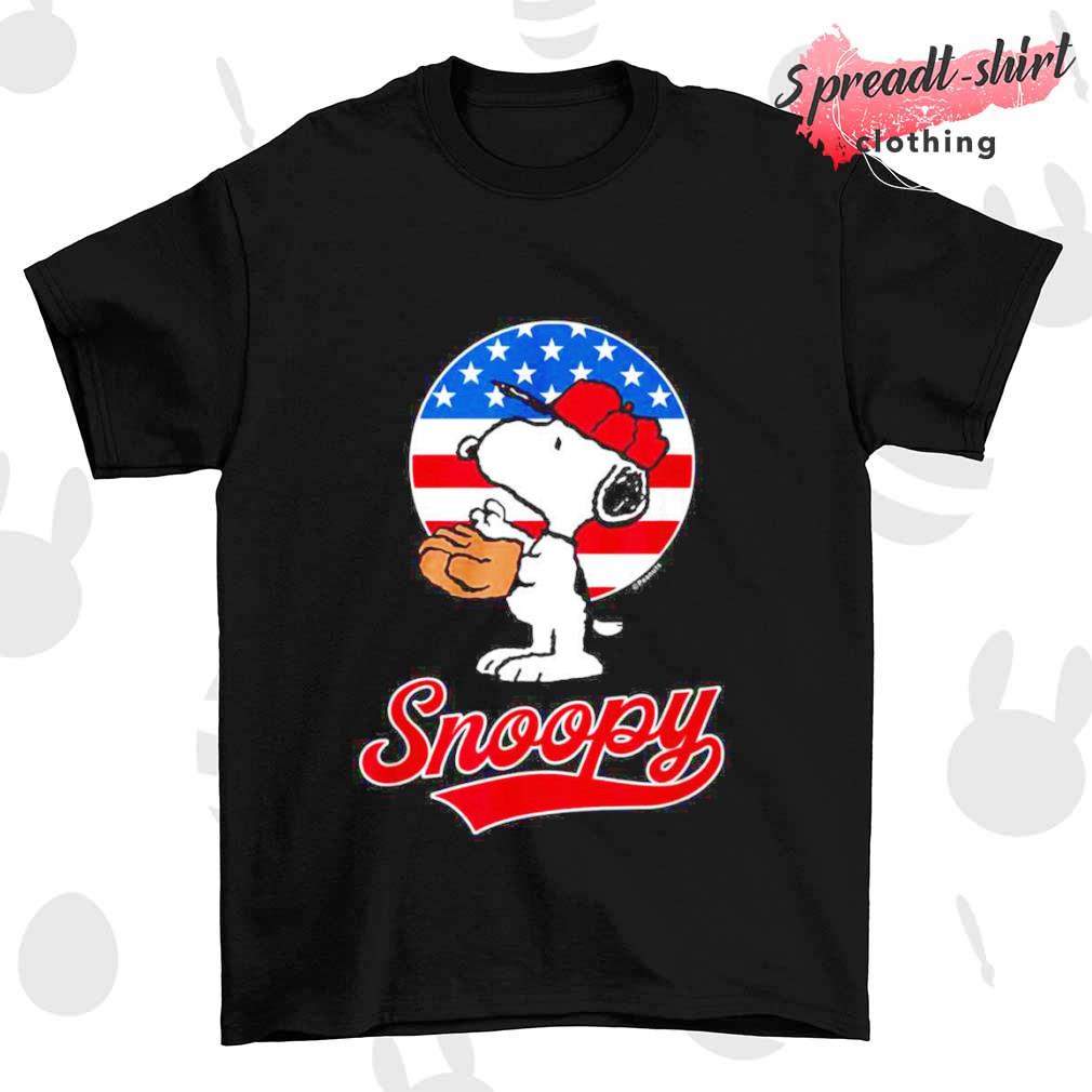 Snoopy Peanuts baseball USA flag shirt