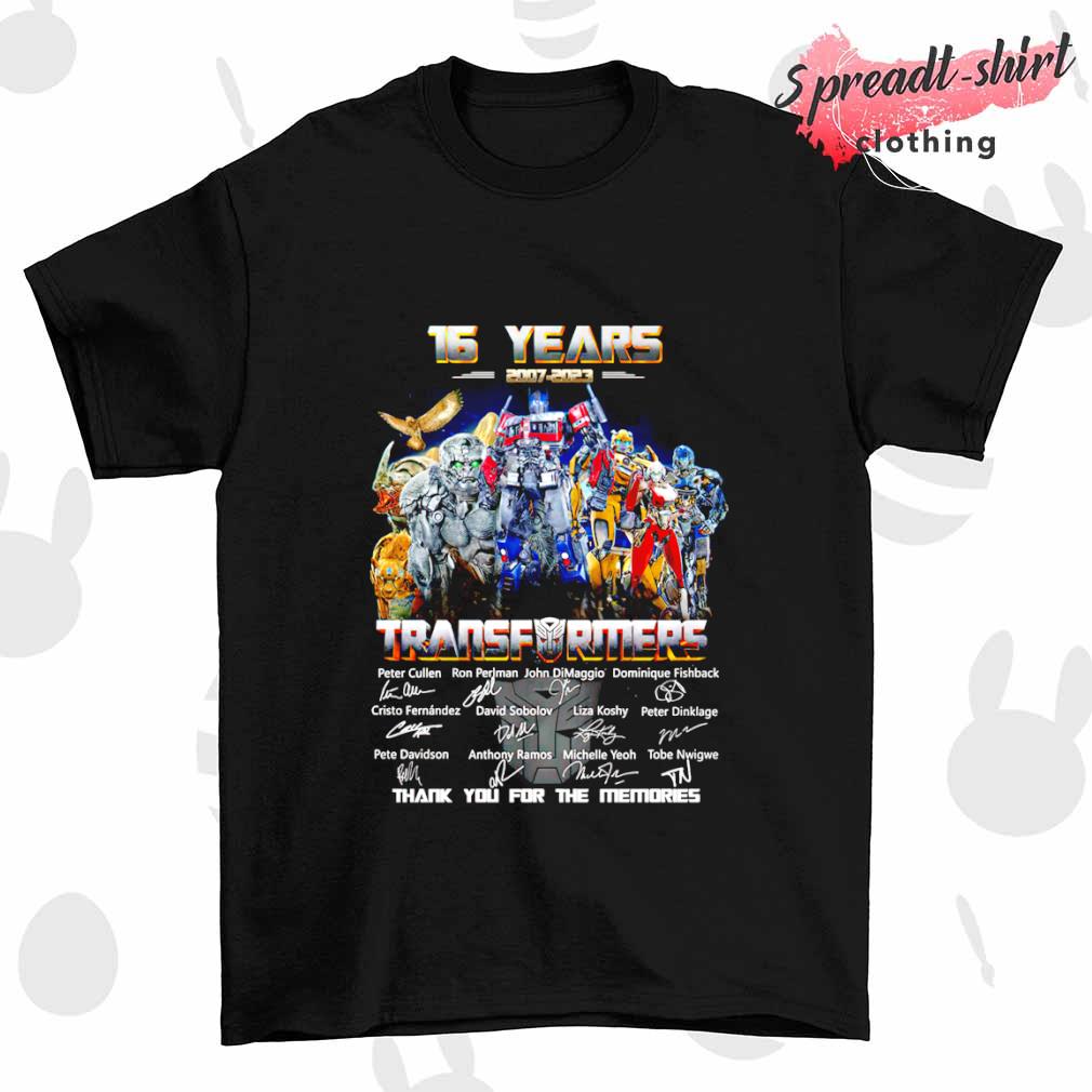 Transformers 15 years 2007-2023 thank you for the memories signature shirt