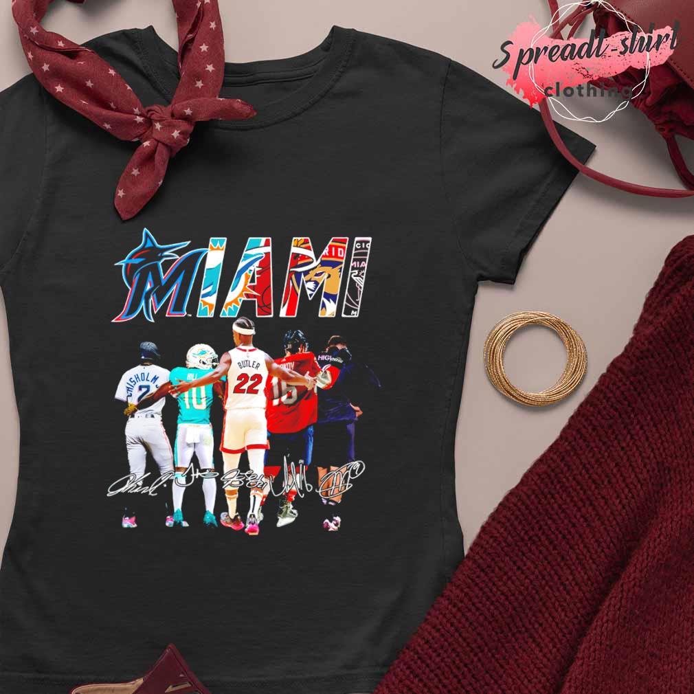 Logo MiamI dolphins marlins miamI heat champions 2023 shirt, hoodie,  sweater, long sleeve and tank top