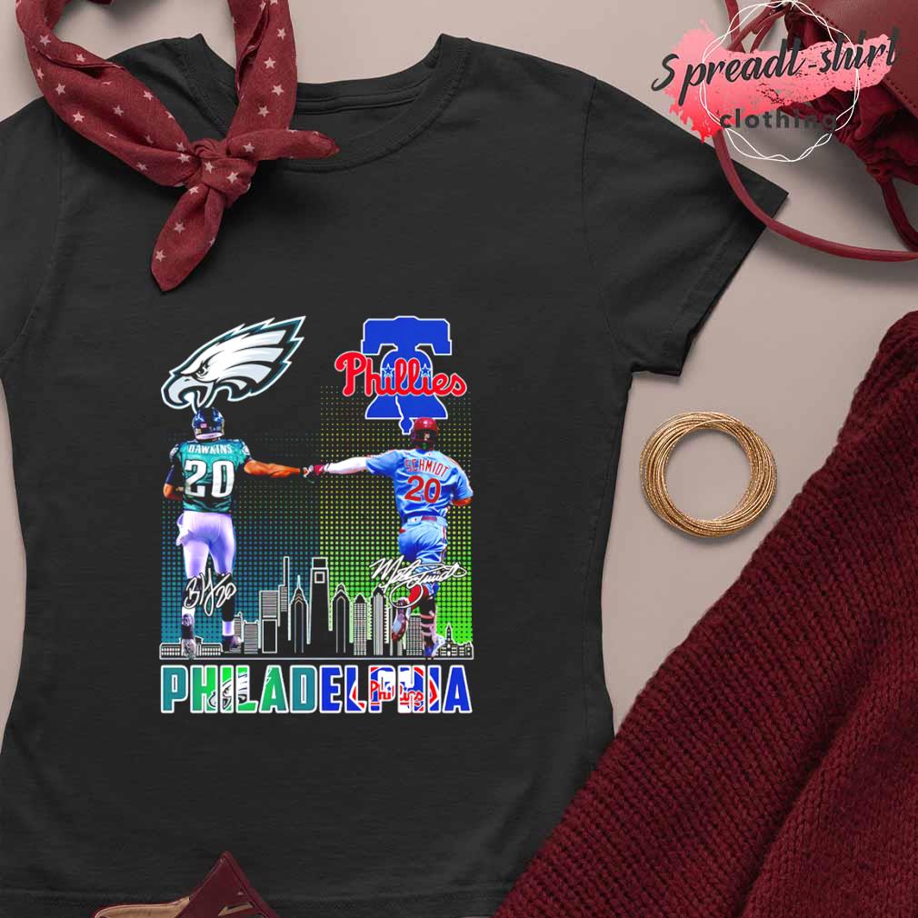 Brian Dawkins and Mike Schmidt Philadelphia signatures shirt