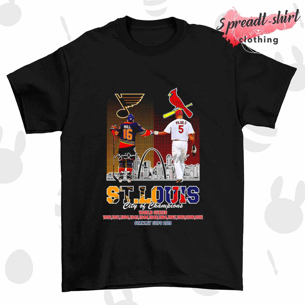 St Louis city of champions world series stanley cups 2019 St Louis Cardinals  and St Louis Blues shirt, hoodie, sweater, long sleeve and tank top