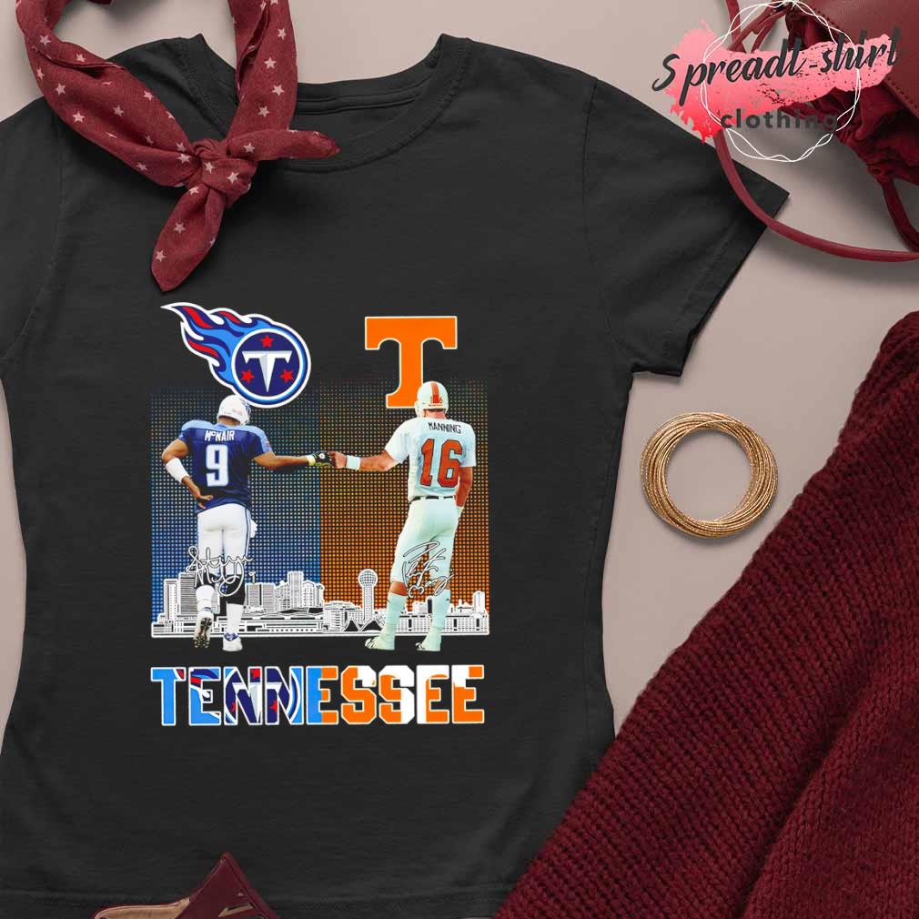 Tennessee Titans Steve McNair with Tennessee Volunteers Peyton Manning  signature Legend of Tennessee city shirt, hoodie, sweater, long sleeve and  tank top