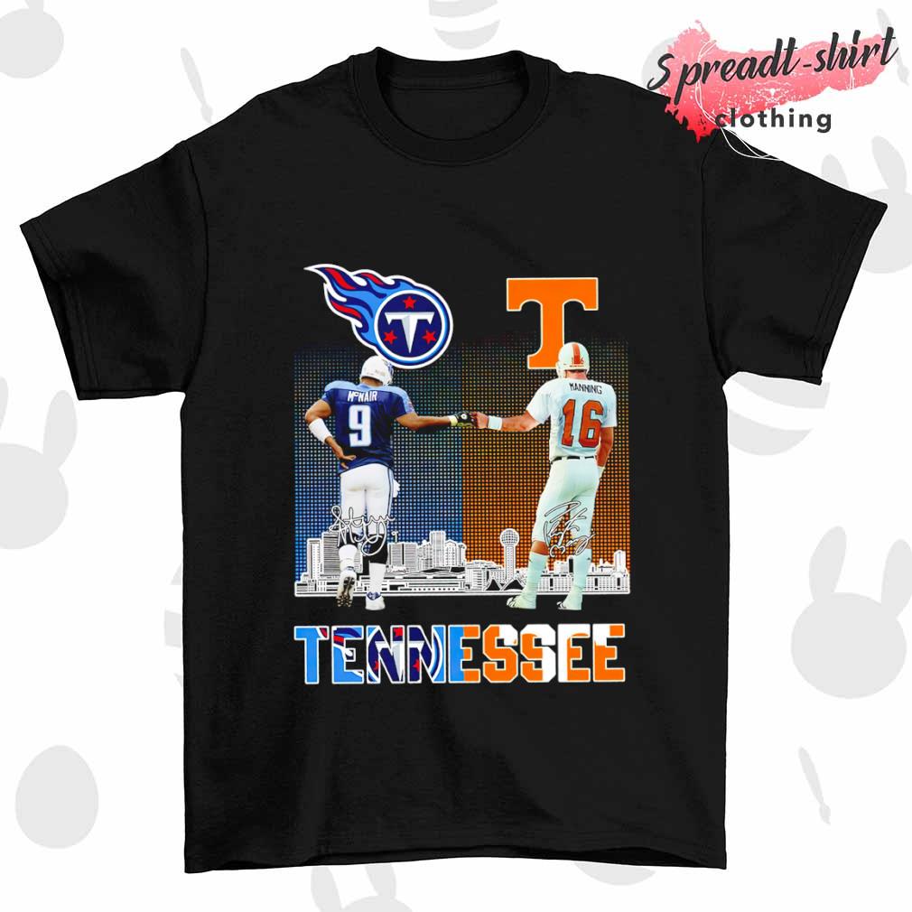 Tennessee Titans Steve McNair with Tennessee Volunteers Peyton Manning  signature Legend of Tennessee city shirt, hoodie, sweater, long sleeve and  tank top