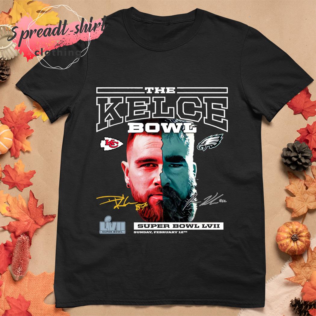 Kansas City Chiefs vs Philadelphia Eagles Super Bowl LVII matchup The Kelce  Bowl half face signature shirt, hoodie, sweater, long sleeve and tank top