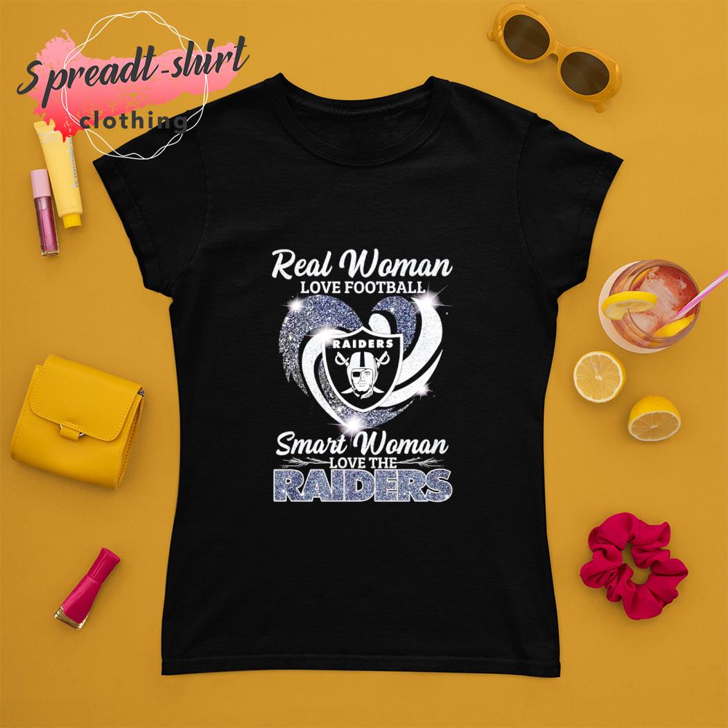 Real Women Love Football Smart Women Love Las Vegas Raiders Diamond Heart  2023 T Shirt