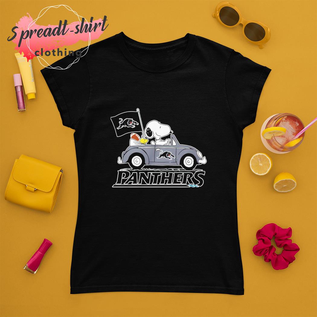 Buy Snoopy And Woodstock Driving A Car Panthers Shirt For Free