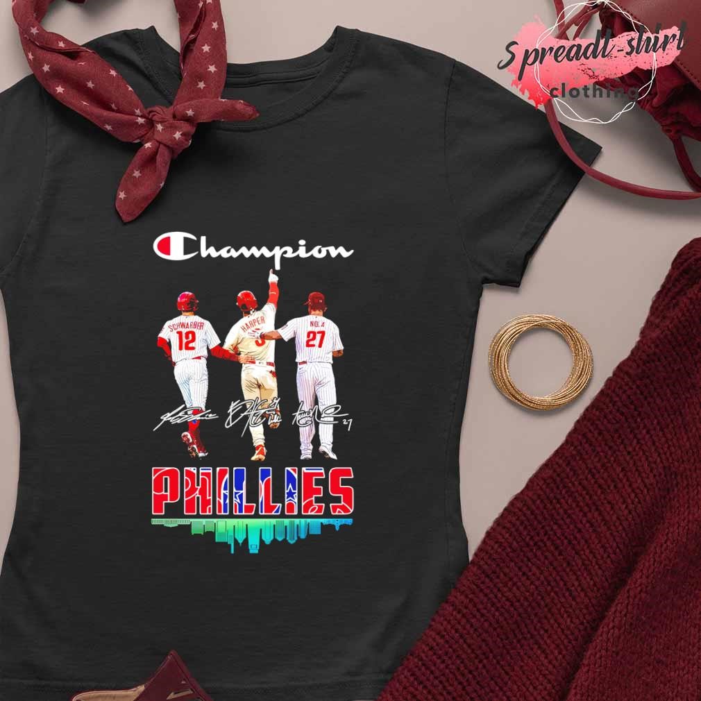 Philadelphia Phillies champion Kyle Schwarber Bryce Harper and Aaron Nola  signatures shirt, hoodie, sweater, long sleeve and tank top